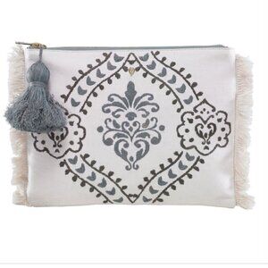 NWT Helen Kaminski Australian Embroidered Nomada Clutch in Icy Mint Tassel Boho